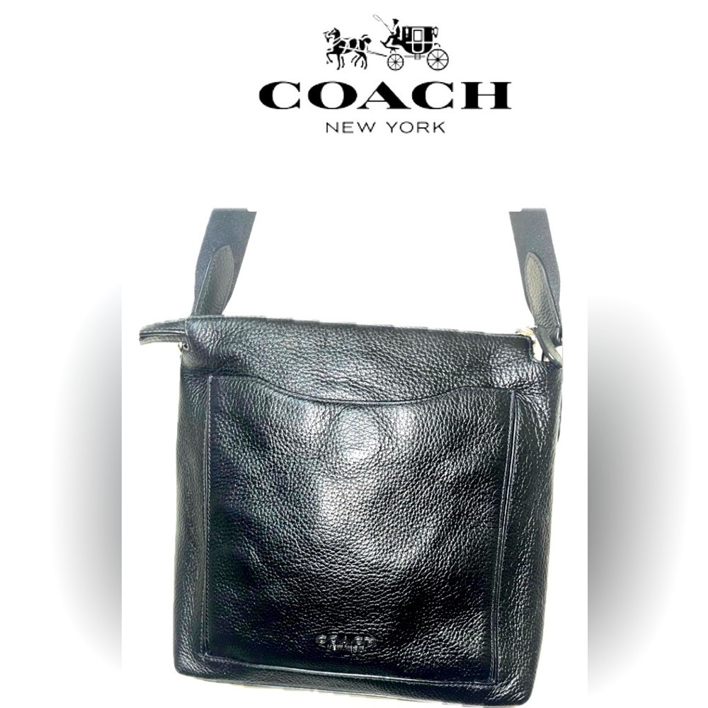 Coach New York Beckett Pocket Crossbody, Pebble Black Leather, Adjustable Strap